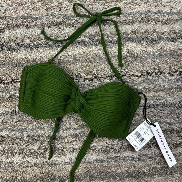 Robin Piccone Bandeau Bikini Top Sz XS NWT | Robin Piccone Bikini Lily Basil Top - Picture 1 of 12